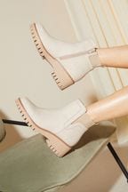 Friends Like These Cream Low Wedge Chelsea Ankle Boot