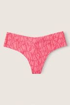 Victoria's Secret PINK Sunkissed Pink Warp Logo Thong Smooth No Show Knickers
