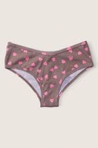 Victoria's Secret PINK Iced Coffee with Hearts Print Brown Cotton Cheeky Knickers