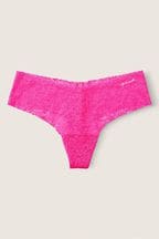 Victoria's Secret PINK Atomic Pink Thong Lace No Show Knickers