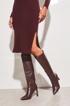 Lipsy Burgundy Red High Heel Knee High Boot