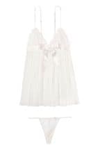Victoria's Secret Coconut White Sheer Pleated Babydoll