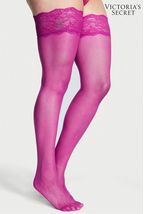 Victoria's Secret Magenta Pink Lace Top Thigh High Stockings