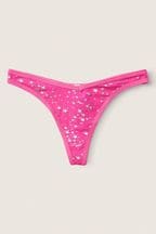 Victoria's Secret PINK Atomic Pink Stars Cotton Thong Knicker