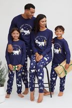 Society 8 Navy Forest Polarbear Matching Family Christmas Forest PJ Set