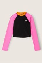 Victoria's Secret PINK Atomic Pink Colour Block Long Sleeve Rash Guard