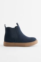 Navy Blue Standard Fit (F) Chelsea Boots with Zip Fastening