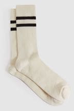 Reiss Ecru Alcott Wool Blend Striped Crew Socks