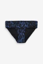Mint Velvet Navy Blue Animal Roll Top Tummy Control Bikini Briefs