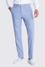 MOSS Light Blue Tailored Fit Flannel Suit Trousers