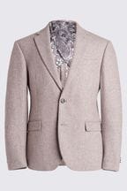 Stone Grey Slim Fit Donegal Tweed Suit Jacket