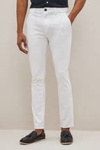 White Stretch Skinny Fit Chino Trousers