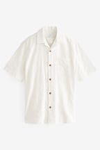 White Seersucker Stripe Short Sleeve Shirt