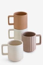 Set of 4 Natural Hayden Textured Stacking Mugs