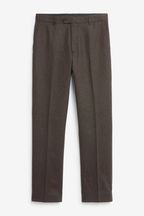 Brun - Pantalon de costume en laine mélangée Donegal
