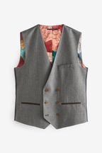 Grey Trimmed Donegal Fabric Suit Waistcoat
