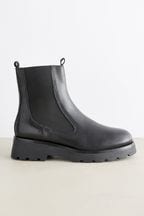 Black Regular/Wide Fit Forever Comfort® Leather Chunky Sole Chelsea Boots