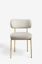 Set of 2 Soft Velvet Pebble Brushed Gold Leg Aleia Dining Chairs