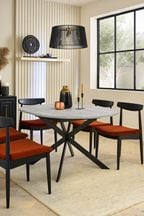 Grey Bronx Oak Effect Round 4 to 6 Seater Extending Dining Table