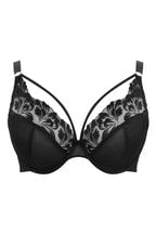 Sculptresse by Panache Jaida Wired Plunge Black Lace Bra With Strapping