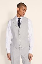 MOSS Tailored Fit Light Grey Herringbone Waistcoat