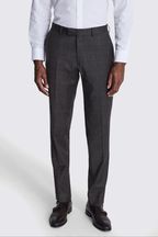 MOSS Grey Tailored Fit Check Suit: Trousers