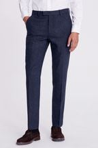 MOSS Blue Slim Fit Donegal Suit Trousers