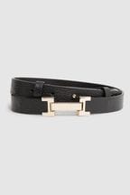 Reiss Black Hayley Leather Square Hinge Belt