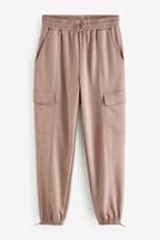 Taupe Jersey Parachute Cargo Trousers