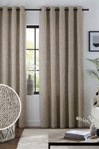 Natural Bobble Texture Lined Eyelet Curtains