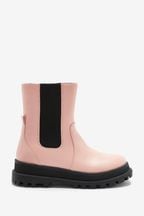 Pink Mid Height Standard Fit (F) Chunky Boots