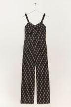 FatFace Black Linen Vic Woodblock Jumpsuit