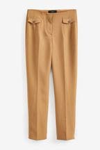 Camel Tailored Button Detail Taper Trousers