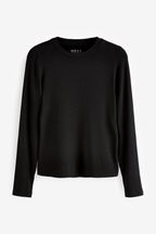 Black Soft Touch Ribbed Long Sleeve T-Shirt with TENCEL™ Lyocell