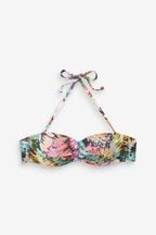 Multi Floral Shaping Padded Wired Bandeau Bikini Top