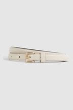 Reiss Off White Molly Mini Thin Leather Belt