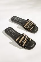 Tiger Print Regular/Wide Fit Forever Comfort® Leather Mule Flat Sandals