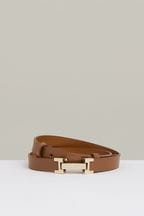 Reiss Tan Hayley Leather Square Hinge Belt