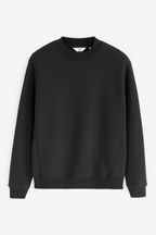 Black Regular Fit Jersey Cotton Rich Crew Sweatshirt
