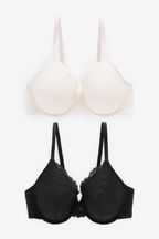 Black/Cream Pad Full Cup Lace Bras 2 Pack