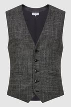 Reiss Charcoal Croupier Slim Fit Wool Waistcoat
