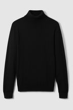 Reiss Black Caine Merino Roll-Neck Jumper