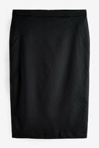 Black Tailored Midi Pencil Skirt