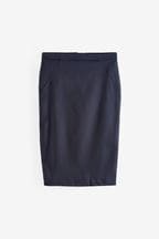 Navy Blue Tailored Midi Pencil Skirt