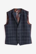 Navy Flannel Check Suit Waistcoat
