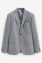 Grey Skinny Fit Flannel Suit Jacket