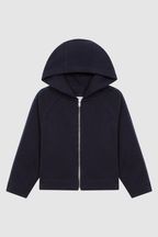 Reiss Navy Zadie Senior Metallic Trim Hoodie