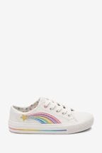 White Rainbow Embellished Standard Fit (F) Lace-Up Trainers