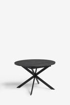 Black Bronx Oak Effect Round 4 to 6 Seater Extending Dining Table