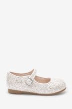 White Glitter Standard Fit (F) Mary Jane Shoes